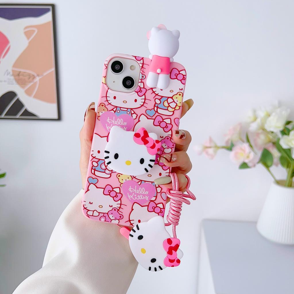For Samsung Galaxy A17 A07 A16 A06 A26 A56 A04E A05 A05s A15 A25 A35 A55 Cake Kitty Case With Holder Rope