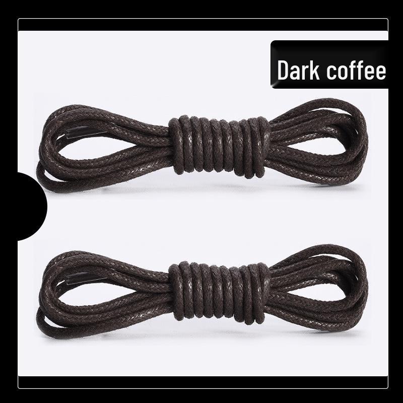 Waxed Shoelaces: Thin 0.25cm Round for Leather Shoes & Martin Boots - Black, White, Brown (One Pair)