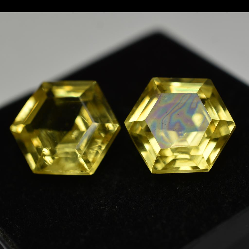 Yellow Sapphire Fancy Shape 18.56 Carat Pair Natural Loose Gemstone