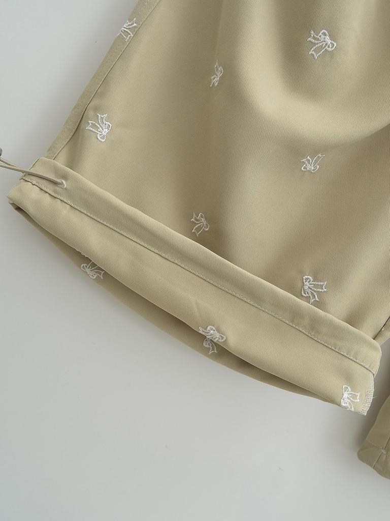 2024 Women's Hot Ins American Butterfly Embroidery Drawstring Parachute Pants