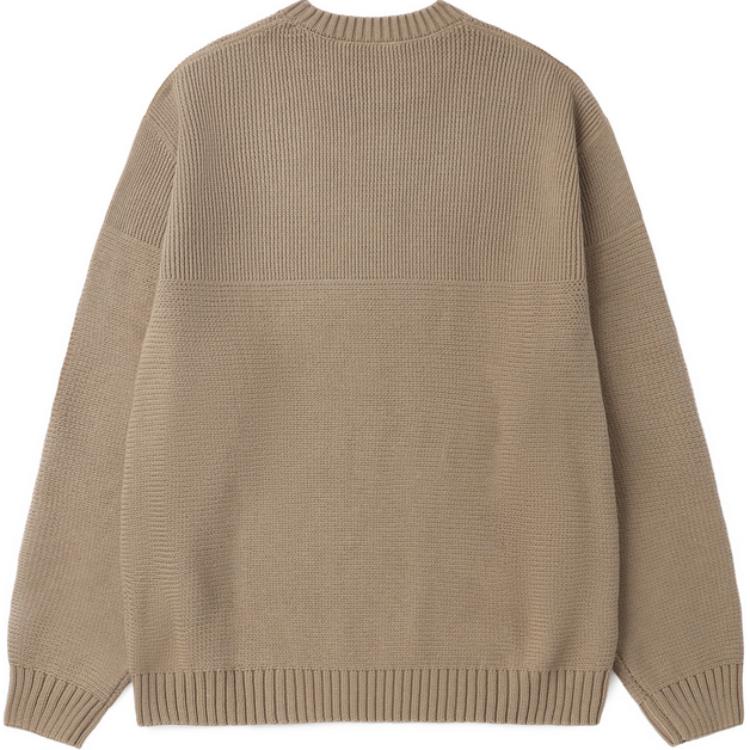 Carhartt WIP Embroidered Logo Solid Color Crew Neck Long Sleeve Pullover Knit Sweater Men Sweater Khaki CHXSWI033884N