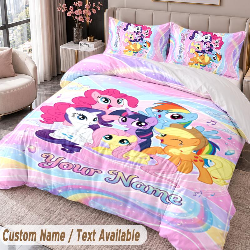 Custom Name Text 3Pcs Bedding Set My Little Pony Duvet Cover And Two Pillowcases