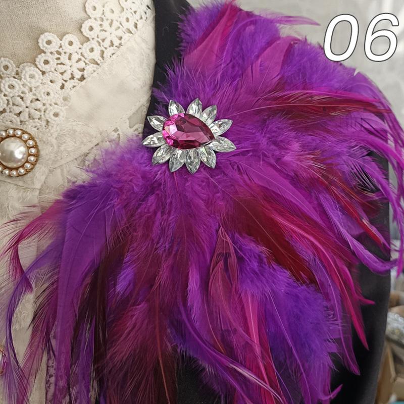 Unisex Rhinestone Feather Brooch Crystal Pin for Dress Jeans Waist & Shoulder Corsage Party Epaulet Decor for Carnival Stage