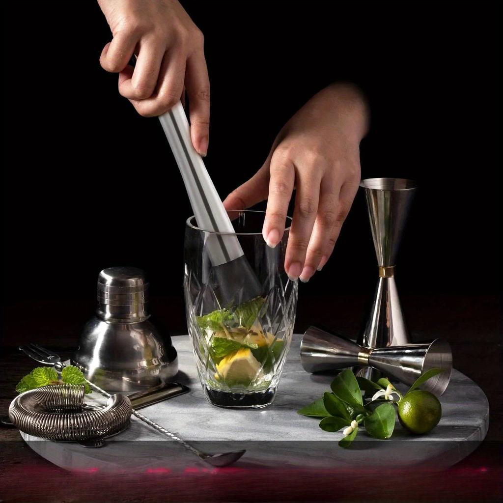 2 ks Nerezový koktejlový muddler a míchací lžíce Sada domácích barových nástrojů Vytvořte lahodné Mojitos a další nápoje na bázi ovoce