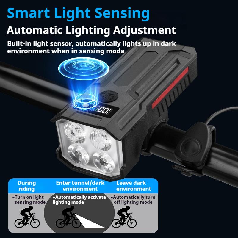 Bike Front Light USB Rechargeable with 120dB Horn Highlight Mtb Road Bicycle Headlight Night Riding Warning Lamp Cycling Light