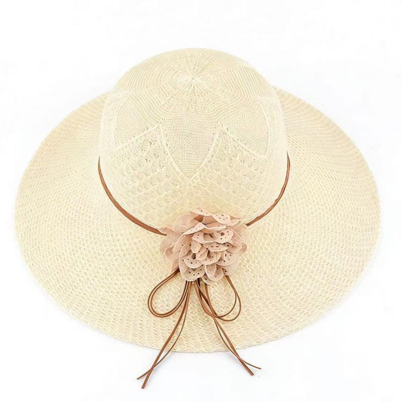 Holiday straw hat female travel small fresh big eaves beach sun protection cool hat seaside sun hat shading basin hat