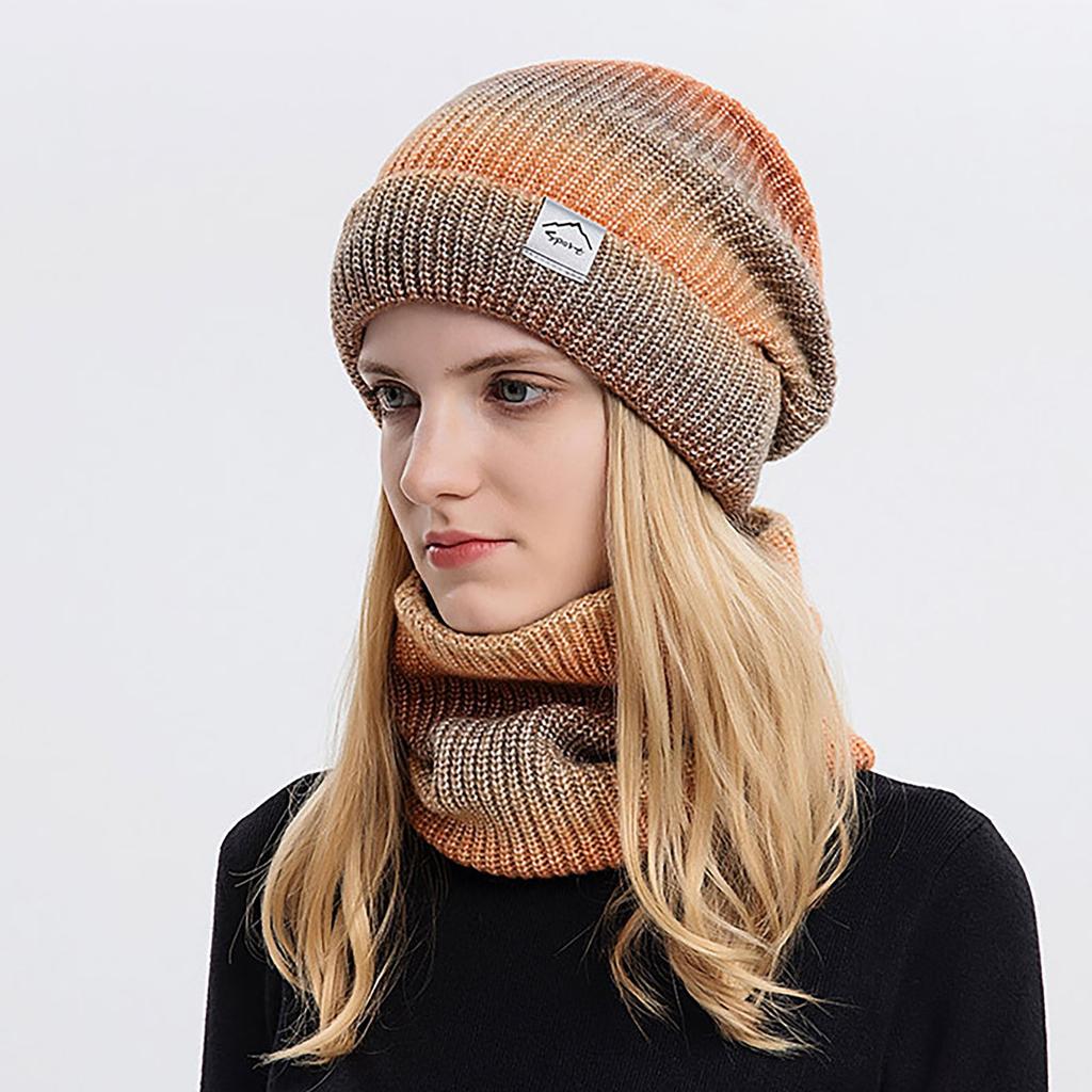 Damen Wollmütze Verdickung Warme Ohren Kalte Strickmütze Zwei Sets