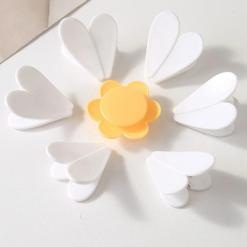 6pcs Daisy Petal Snack Sealing Clips 3D Magnetic Daisy Flower Shaped Plastic Food Clips for Chips Pet Food Kitchen Storage
