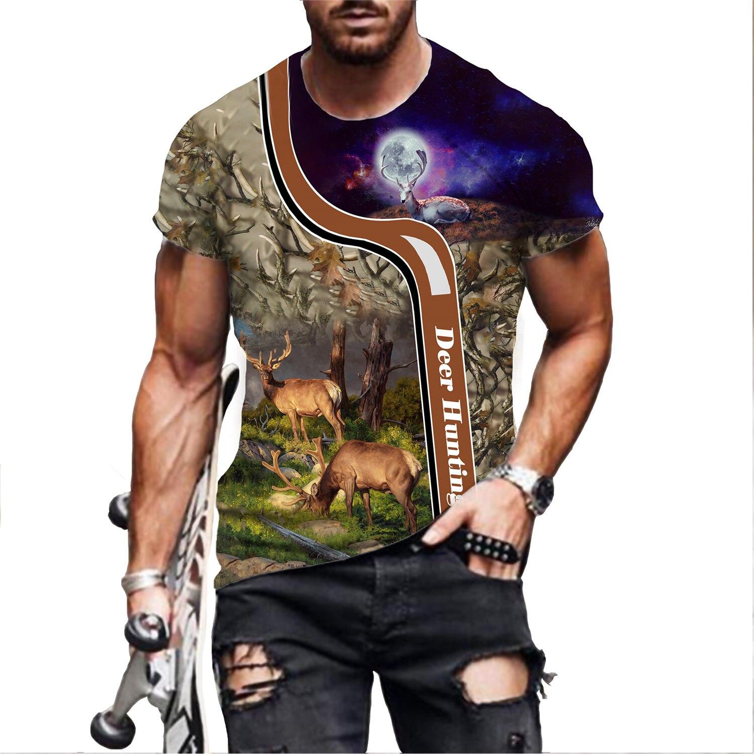 

Harajuku модная футболка с 3D принтом животных и оленя, новая свободная повседневная летняя футболка 5XL