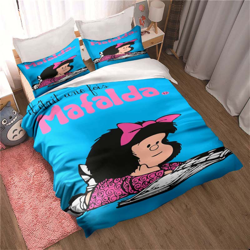 Kawaii Anime Mafalda All Season Twin Bedding Set 3 Piece Comforter Set Bed Duvet Cover Double King Comforter Cover Home Textiles