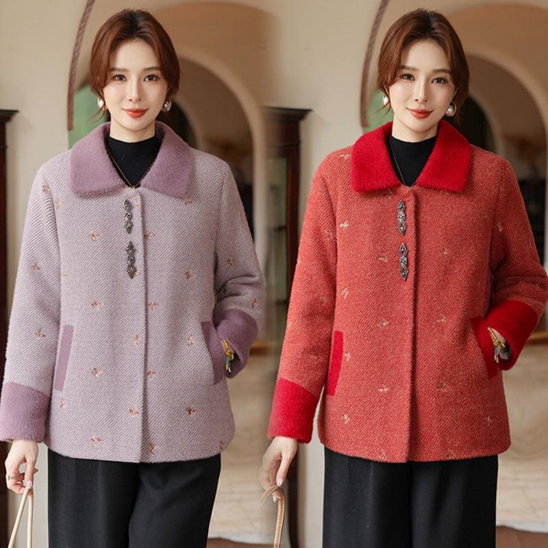Winter mink autumn and winter velvet new noble Chinese women's woolen top coat