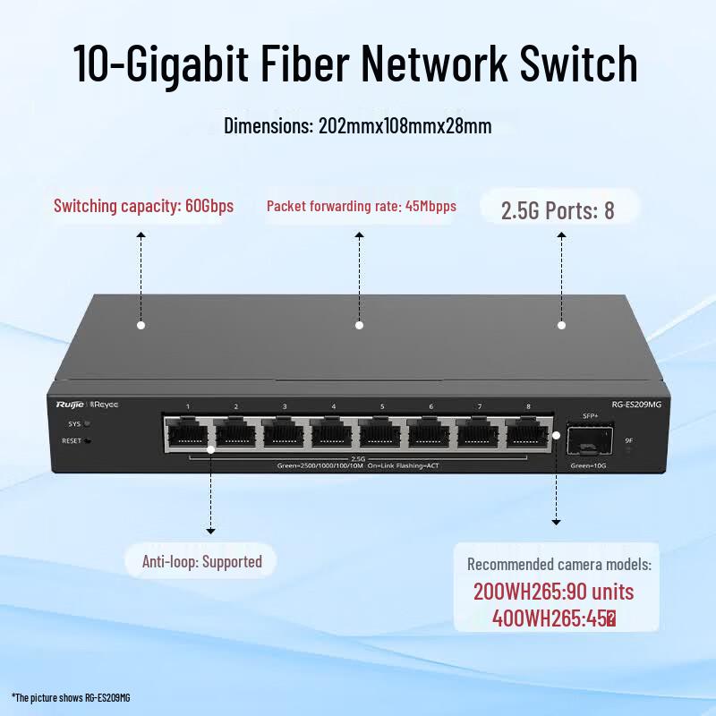 Ruijie RG-ES209MG 9-Port AI Managed Multi-Gigabit Ethernet Switch