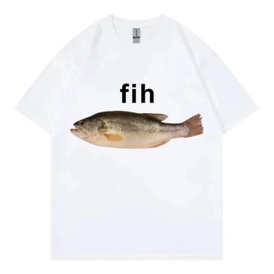 Funny Fih Fish Meme T-shirt High Quality Fashion Short Sleeve T Shirts Men Casual Loose 100% Cotton T-shirts Summer Streetwear