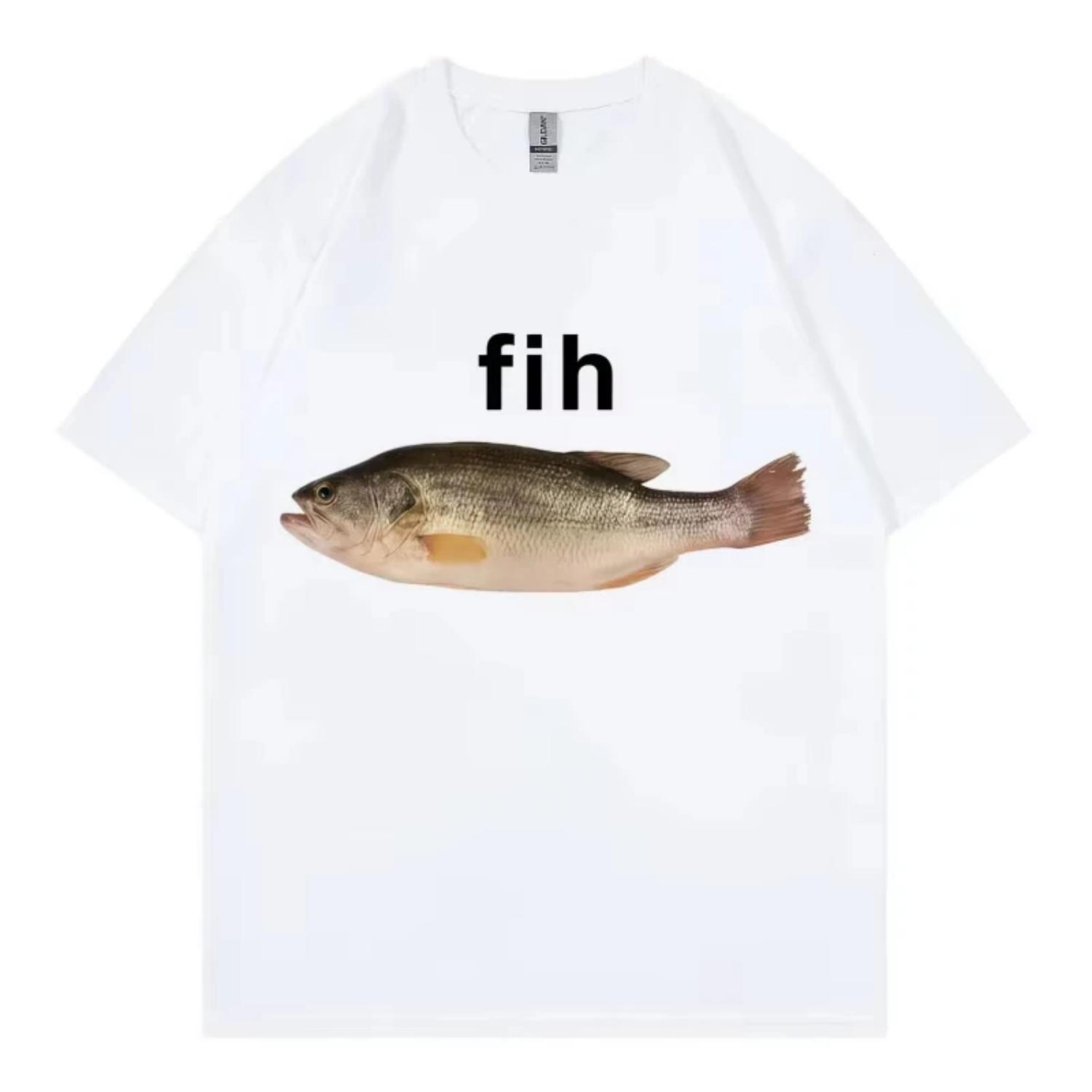

Funny Fih Fish Meme T-shirt High Quality Fashion Short Sleeve T Shirts Men Casual Loose 100% Cotton T-shirts Summer Streetwear S чёрный