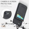 FIERRE SHANN For iPhone 7/8/SE (2020)/SE (2022) Card Holder Phone Case Kickstand PU Leather+TPU Cover