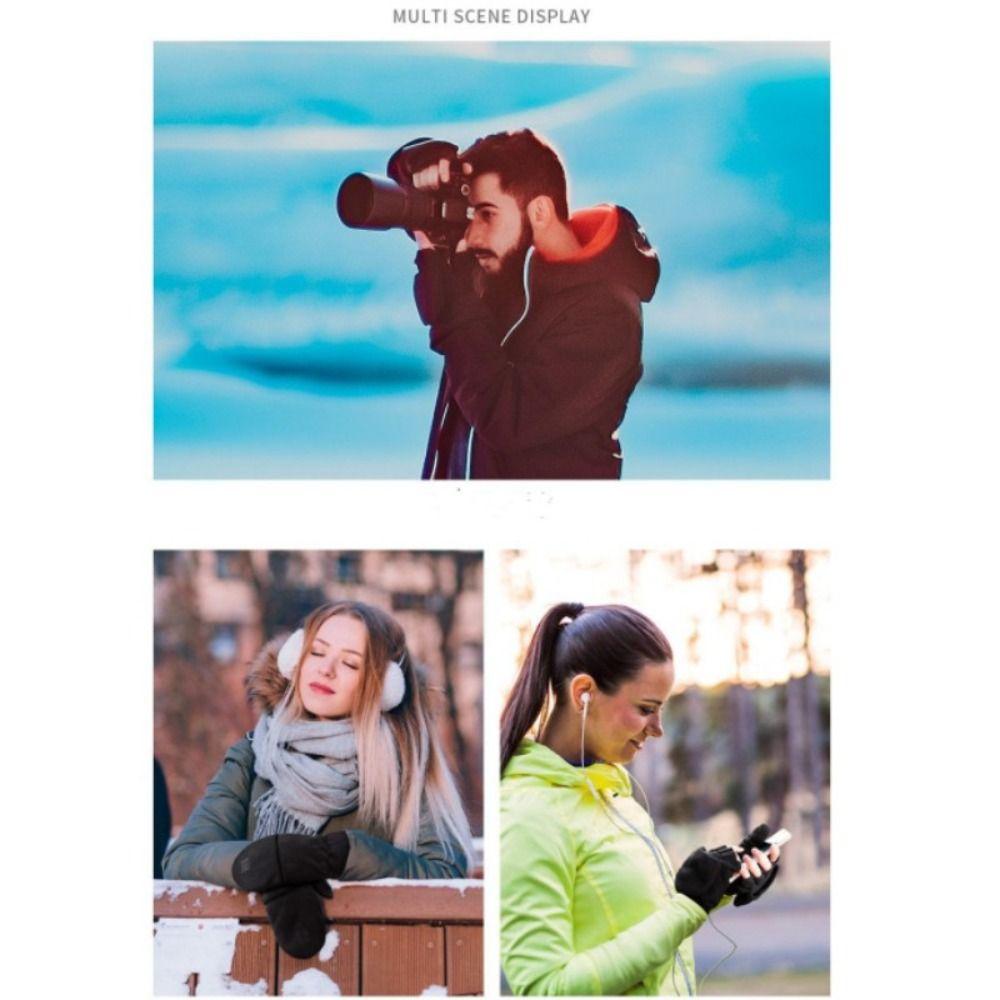Polar Fleece Winter Gloves Keep Warm Half Finger Flip Gloves Fingerless Convertible Mittens  Men