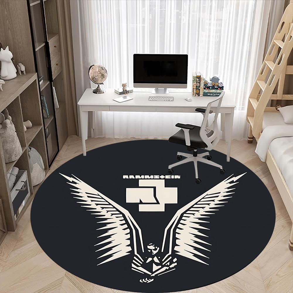 1PC RAMMSTEIN Office Round Rug, Non-slip, Soft and Durable Office Rug for Interior Decoration, Perfect for Office, Beautiful Decoration