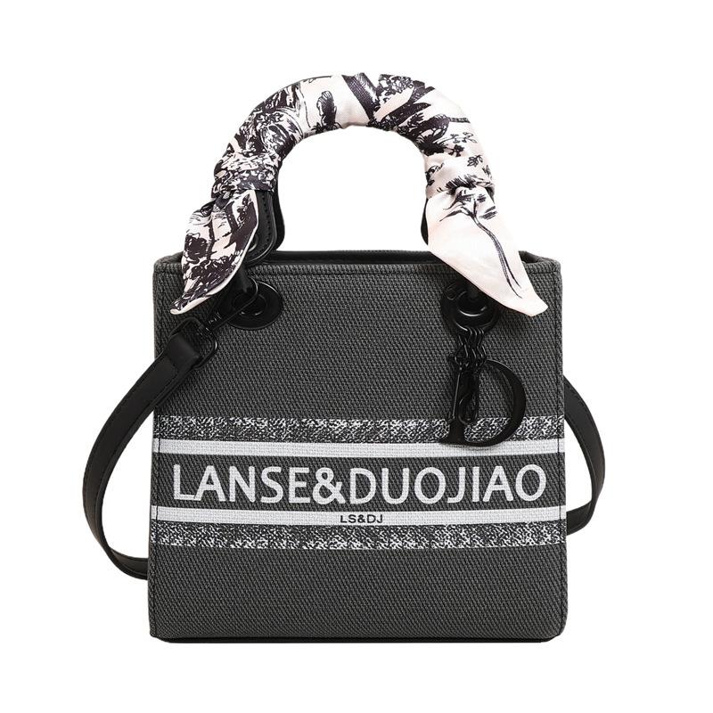 Женская сумка кроссбоди, высококачественная, легкая роскошь, шелковый платок, сумка принцессы Дианы, простая и модная, большой вместимости, вышитая текстурированная сумочка чёрный