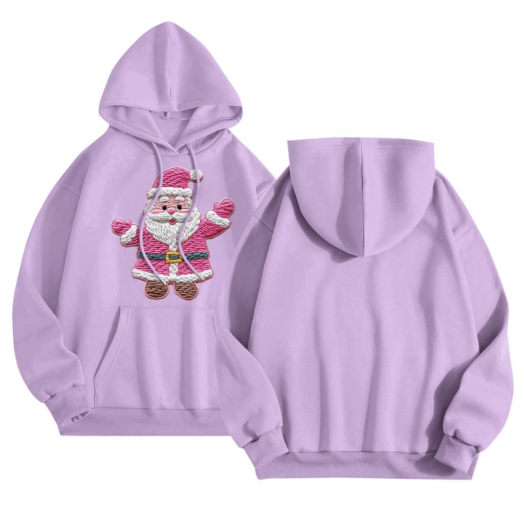 Women's Round Neck Long Sleeve Casual Printed Top Hooded Sweatshirt