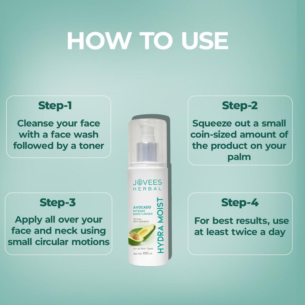 Jovees Herbal Hydra Intense Moisturiser 100ml Pack For Glowing Hydrated Skin Lightweight Non Greasy Lotion