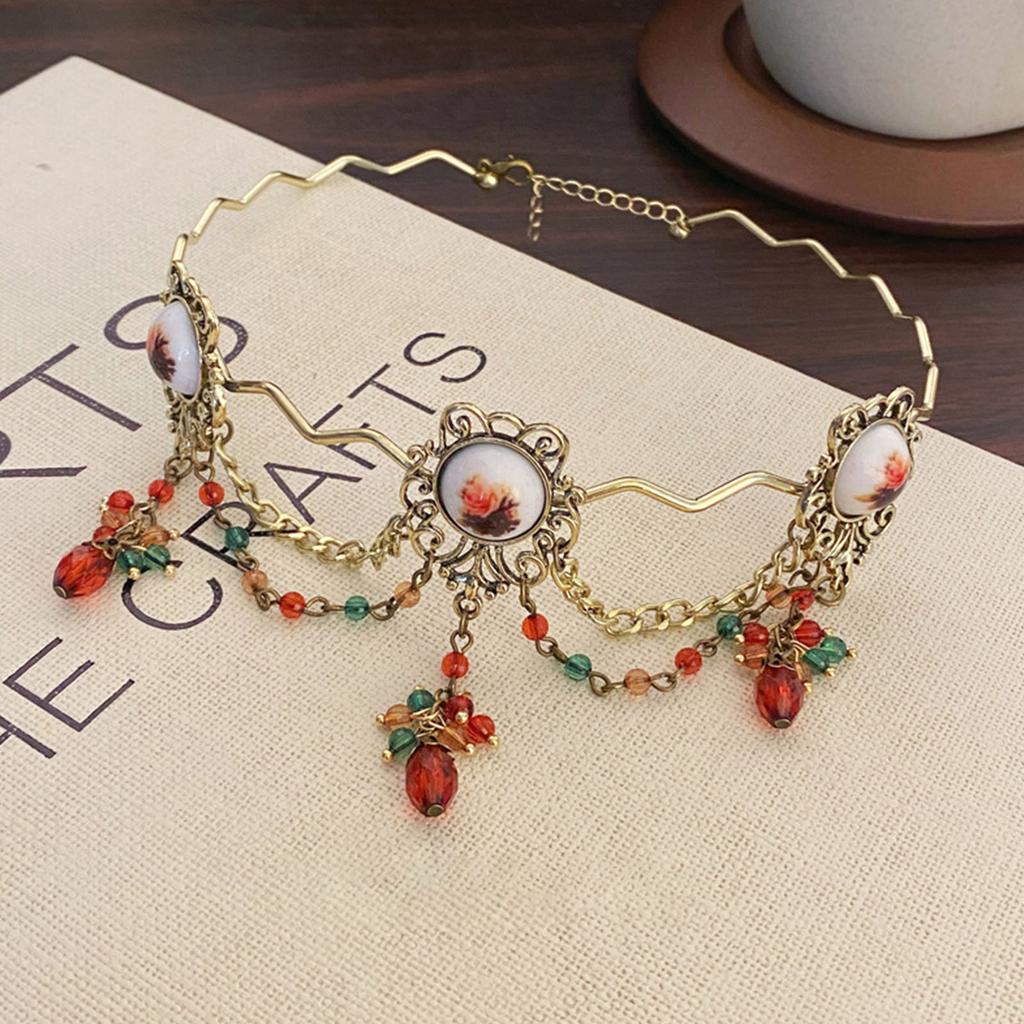 Elegant Teardrop Tassels Necklace Featuring Vintage Rose Designs Jewelry Accessory for Trendy Women Stylish Outfits