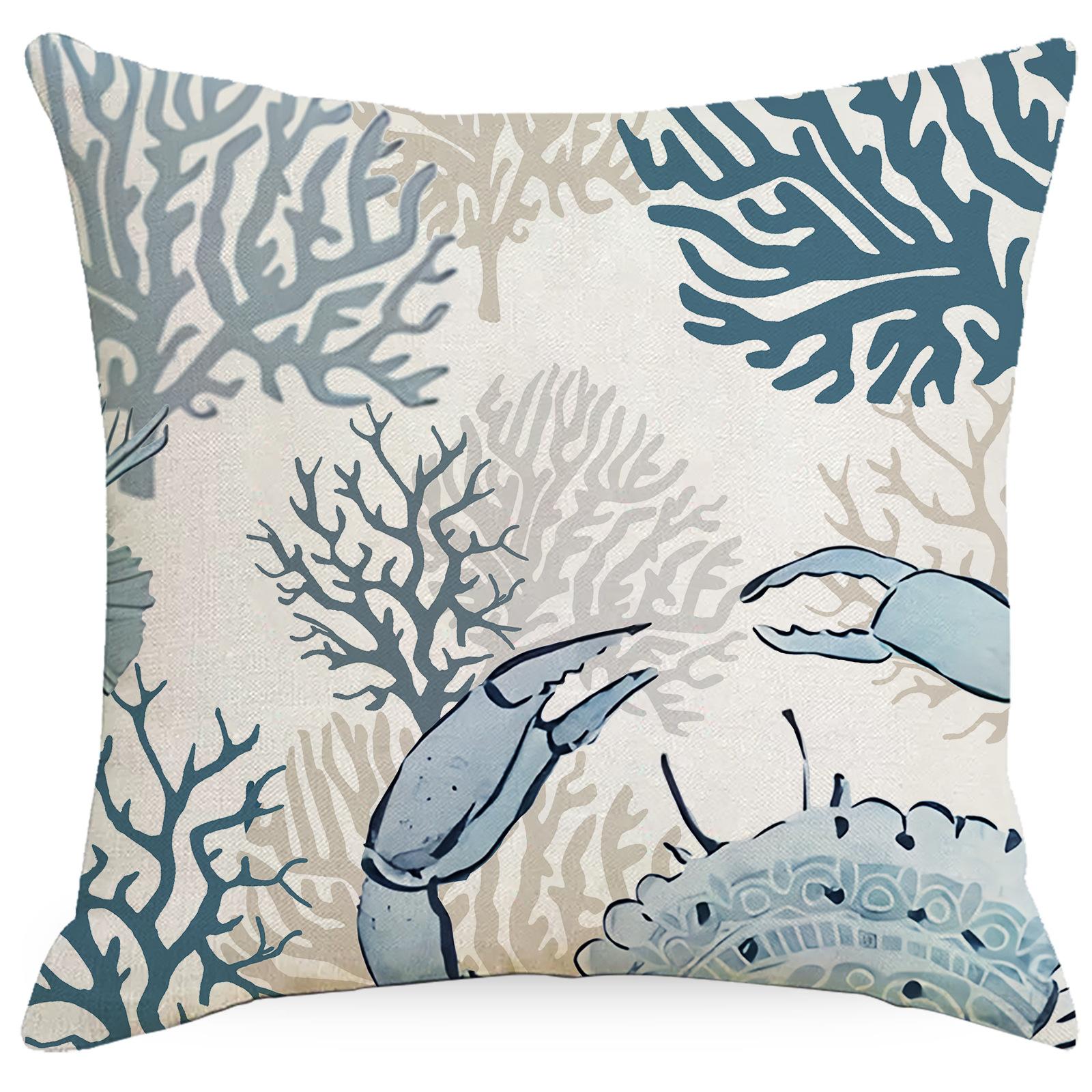 

Новая летняя морская наволочка ракушка морская звезда трехслойная тонкая льняная наволочка для подушки 45 * 45Cm