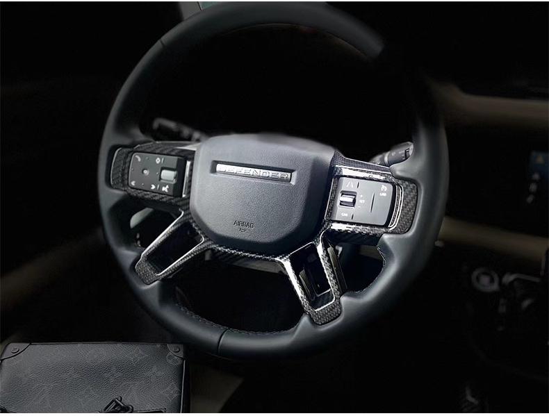 Carbon Fiber Steering Wheel Button Frame for 2020-2022 Land Rover Defender 110/90 Interior