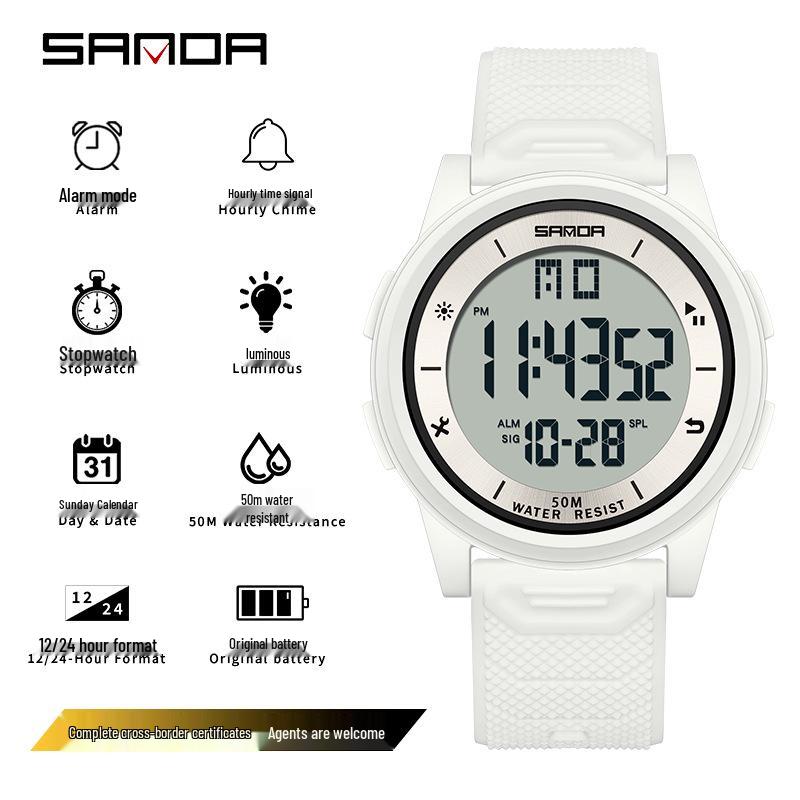 Sanda Teen Luminous Waterproof Multifunctional Watch - Fashionable  Versatile with Alarm Clock