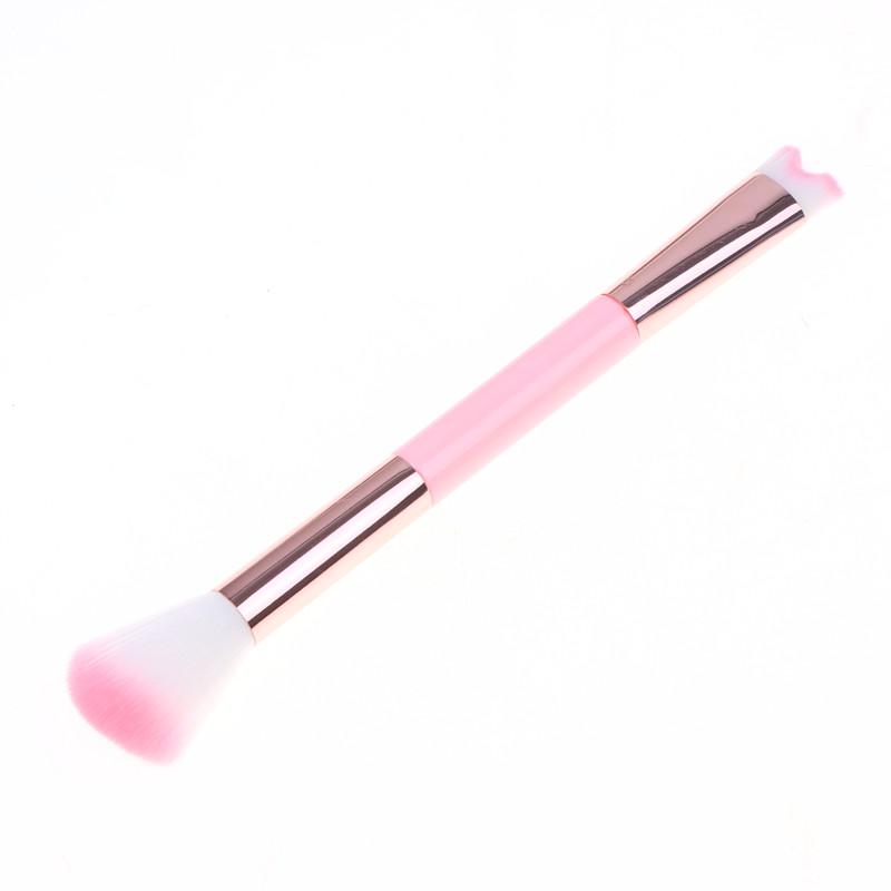 1Pcs Nose Contour U-Shaped Makeup Brush For Sculpting And Defining Double Head Foundation Highlighter Brush Nose Shadow Brush розовый