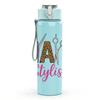 1PC Hair Stylish Color Letter Art 750ml Color Plastic Sports Water Bottle Leakproof Flip Straw Lid Suitable for Sports Office Home Use