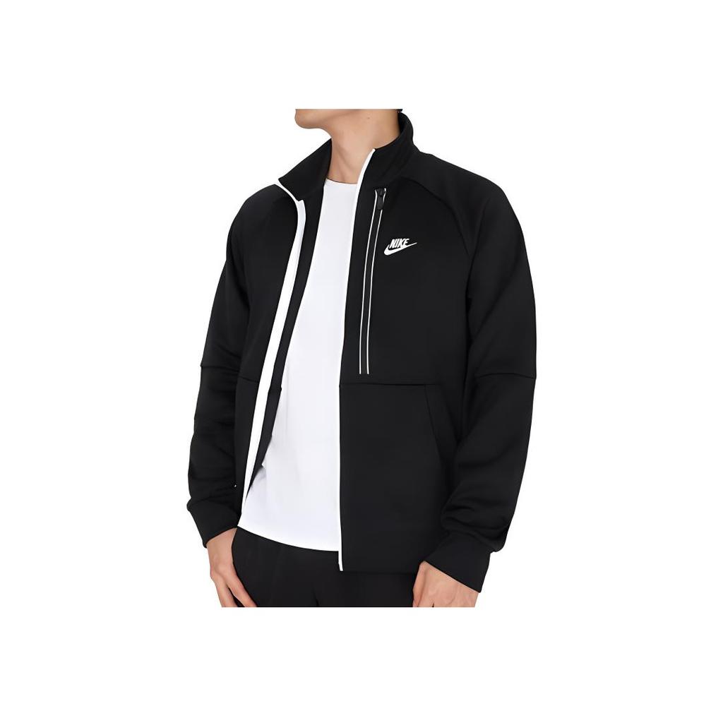 Nike Solid Color Casual Embroidered Logo Stand-Up Collar Jacket Men Outerwear Black DA0004-010