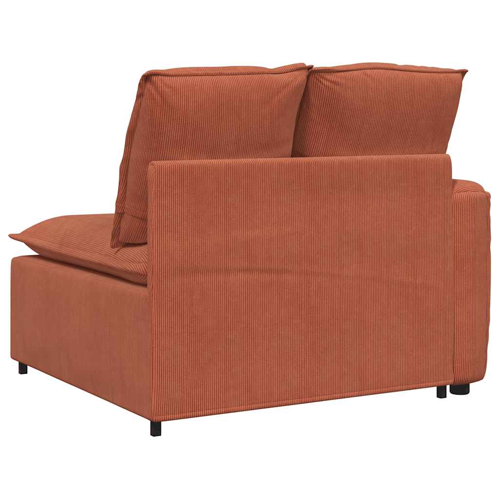 Modular Sofa End Module with Armrest and Cushions Red Orange 100 Cm