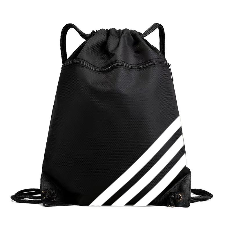 Portable Drawstring Backpack Gym Bag with Logo Print - Outdoor Training Storage