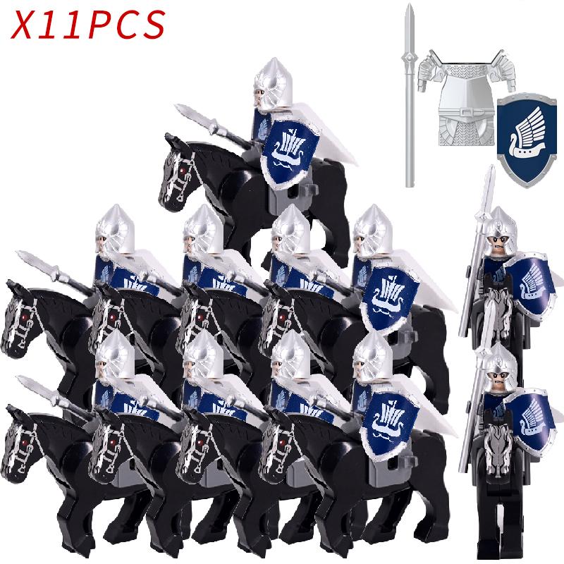 MOC LOTR Soldier Orcs Army Figures Armor Guard Warrior Archer Medieval Dol Amroth Knights Building Blocks Bricks Toys Gifts