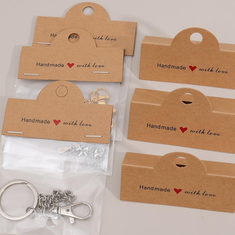 100 Stück Faltbare Handgemachte Liebe Schmuckverpackung Displaykarten Kopf-Anhänger Karton Für Schlüsselanhänger Halsketten Kleinunternehmen