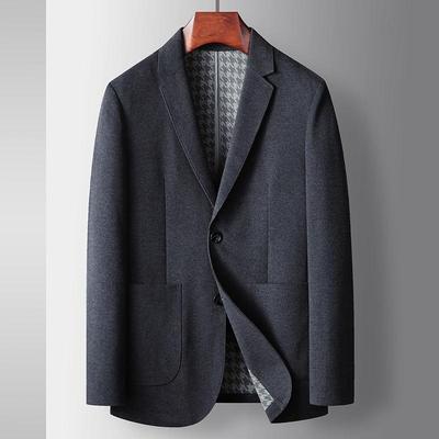 Spring and Autumn Light Luxury Business Single West Middle-aged and Young People Solid Color Thickened Knitted Suit Jacket