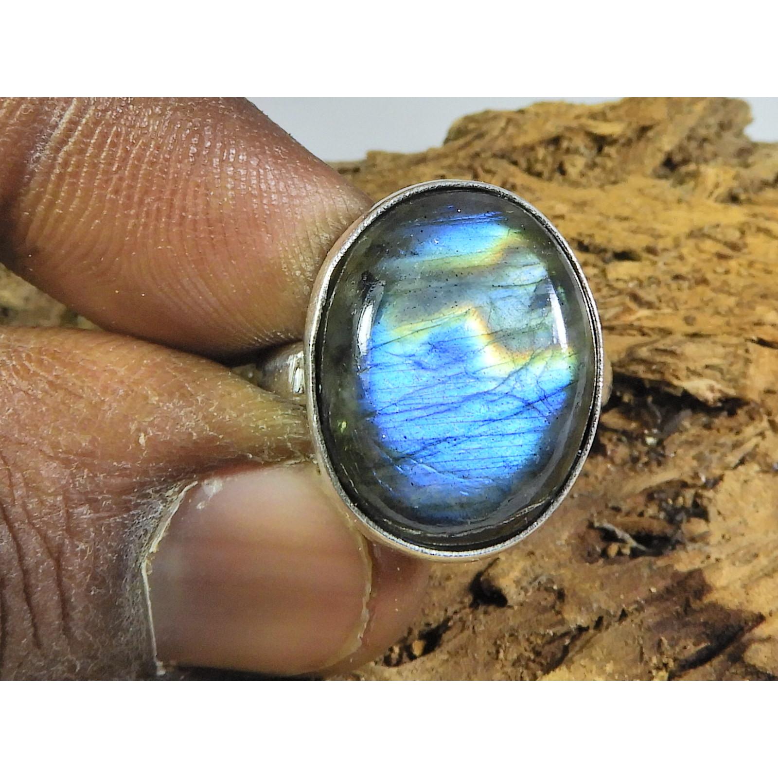 

Natural Blue Labradorite Gemstone 925 Solid Sterling Silver Ring Size US-6 PG-258