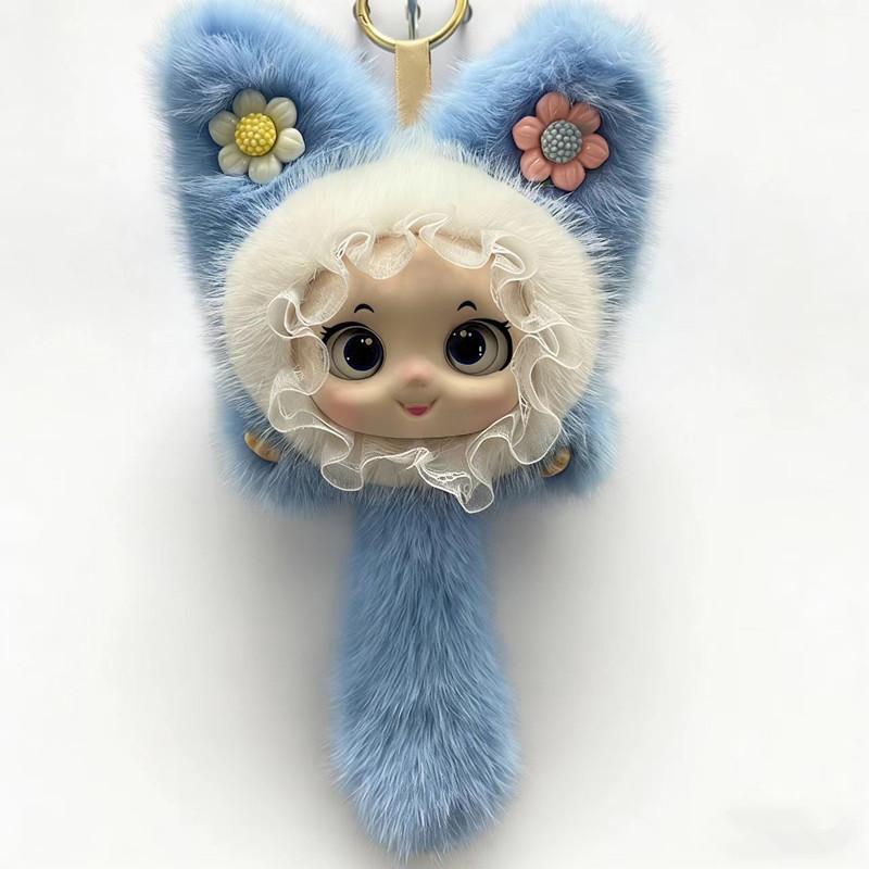 Spring Character Plush Toys: Cute Little Fox Vinyl Figures & Keychain Charms Light Purple Fox Charm