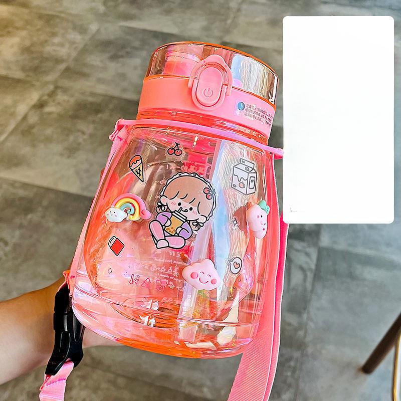 

Большая емкость, летняя студенческая чашка для пупка, портативный чайник, соломенная чашка, пластиковая чашка для воды 1300ml розовый