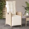 VidaXL Reclining Garden Chair and Footrest Beige Wicker 365284