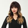 European and American Chemical Fiber Wig Fashion Black Gradient Gold Straight Bangs Long Curly Hair