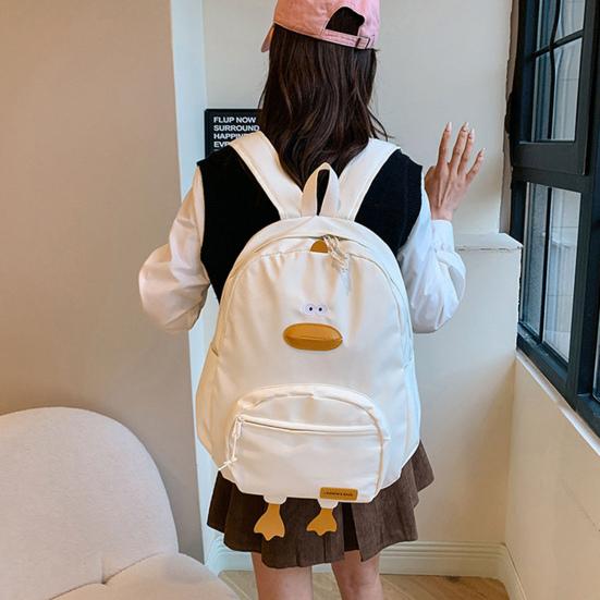 Cute Duck Backpack Teens Nylon School Bag Large Capacity Duck Daypack with Adjustable Strap for Students Travel Daily Outing Street