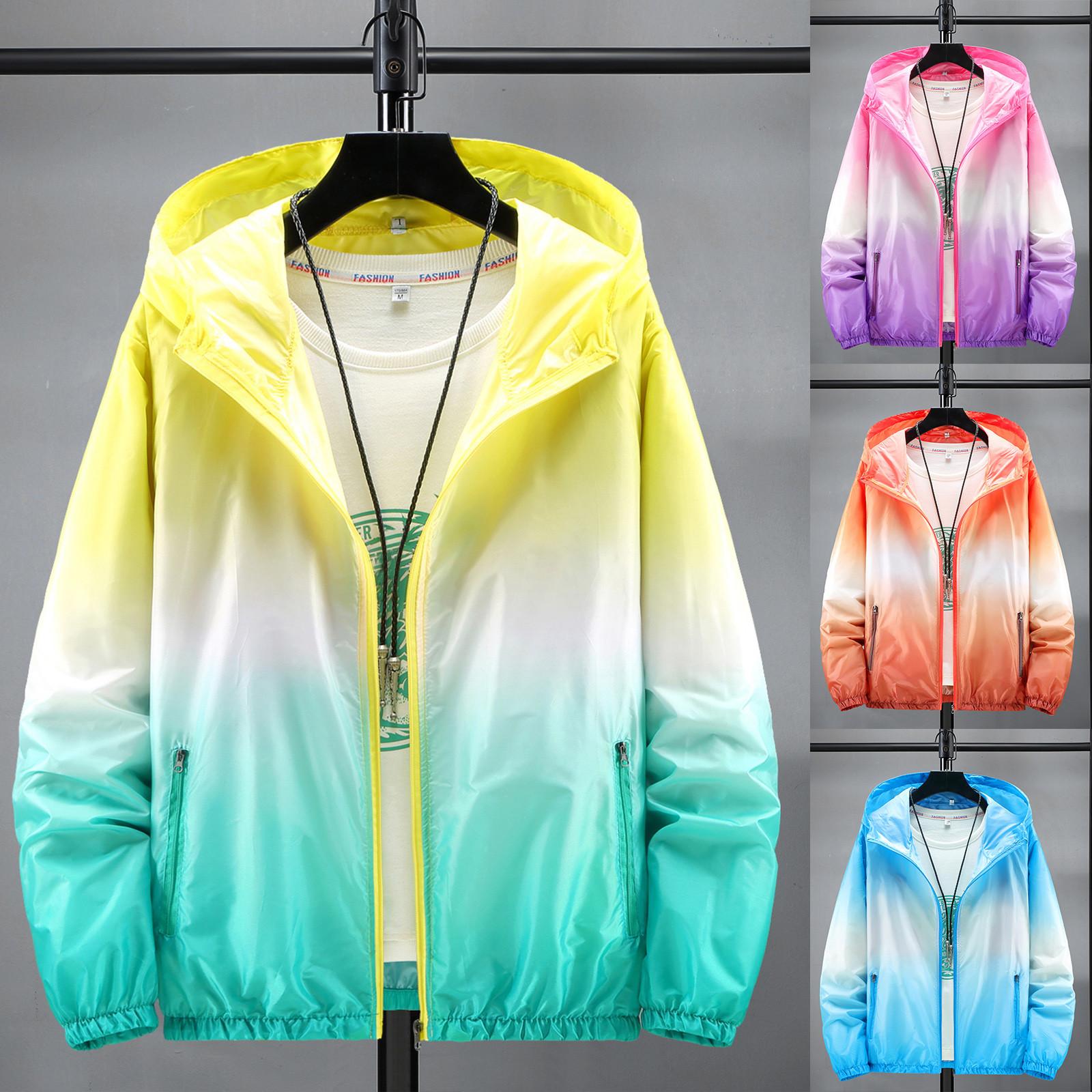 

Женская мода повседневное градиентное с капюшоном легкое спортивное солнцезащитное пальто на открытом воздухе