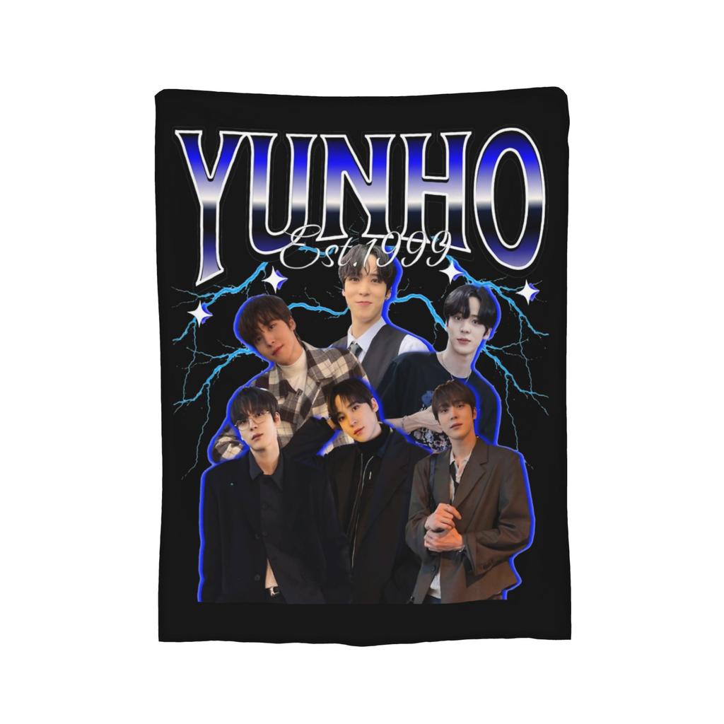 Yunho 90s Ateez Kpop Band Blanket Fleece Spring/Autumn  Breathable Soft Throw Blankets for Bedding Couch Bedspreads