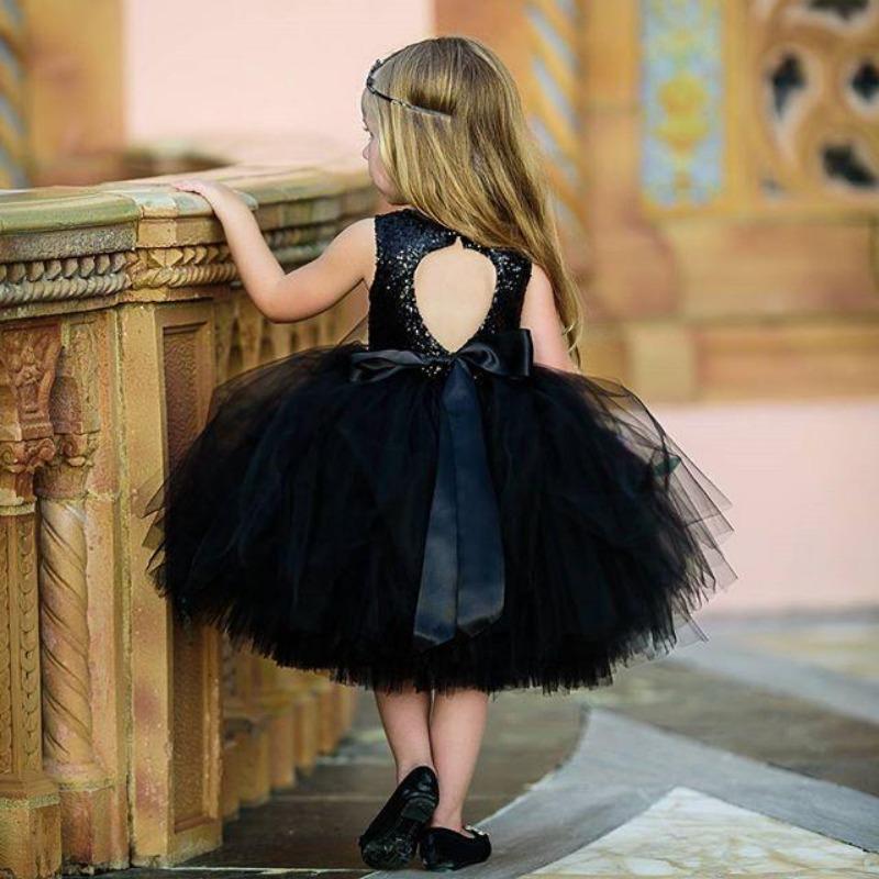 Kids Baby Sequins Flower Girl Dress Tutu Party Dress Backless Bridesmaid Dresses