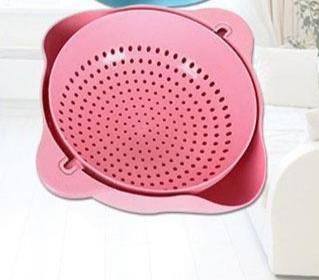 Double Layer Colander Strainer Basket Kitchen Washing Bowl Fruit Vegetable Drain Basket with Handle