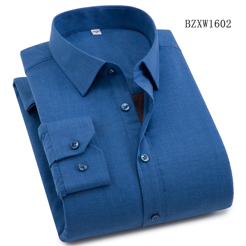 Autumn and Winter Bamboo Fiber Wool Inner Lining High-quality Warm Shirt Long Sleeved Men's Shirt