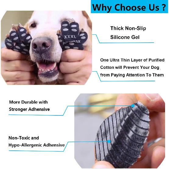 Dog Paw Protector Gripper Traction Pads,Dog Paw Covers,Foot Stickers in Summer Hot/Winter Cold Pavement,Dog Shoes Booties Socks Replacement,12 Sets