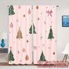 2pcs,Curtains Christmas Trees Bows Ornaments Stars Creative Modern Curtains Prints Light Filtering Curtains Home Decor for