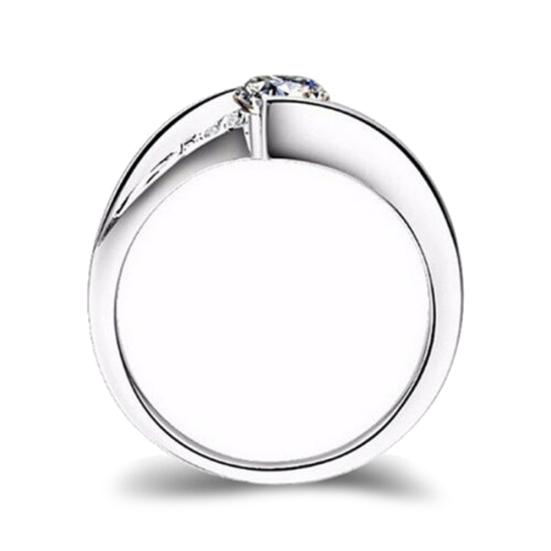 Shiny Twist Round Cut Cubic Zirconia Rhinestone Ring Bridal Wedding Jewelry Gift